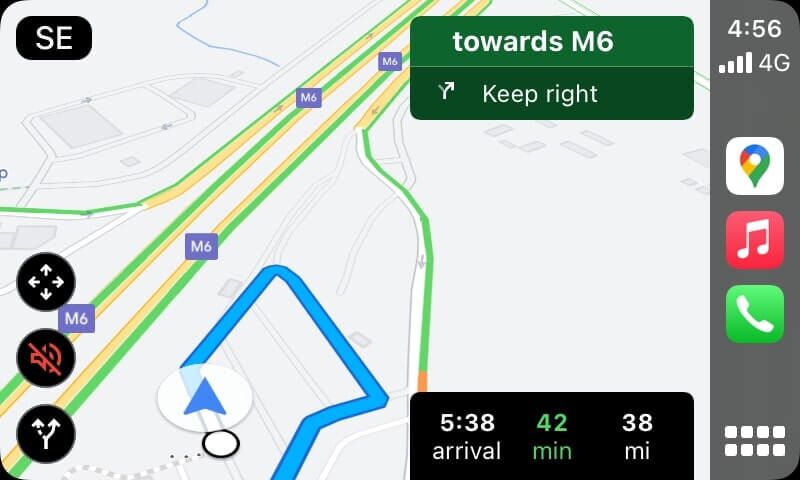 google maps carplay directions screen